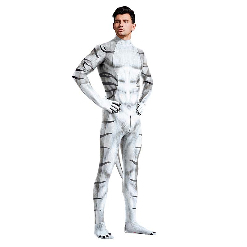 White Tiger Print Jumpsuit