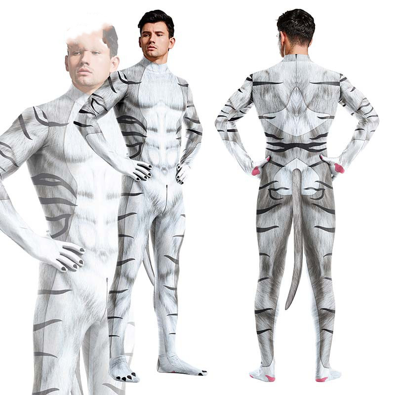 White Tiger Print Jumpsuit — photo 2