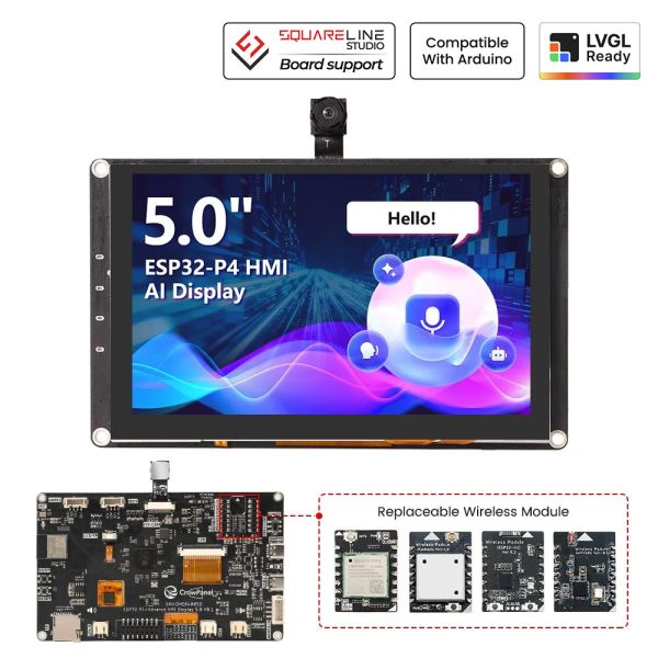 CrowPanel Advanced 5inch ESP32-P4 HMI AI Display 800x480 IPS Touch Screen with WiFi 6