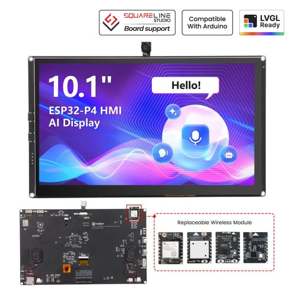 CrowPanel Advanced 10.1inch | ESP32-P4 HMI AI Display 1024x600 IPS Touch Screen | WiFi 6 Support