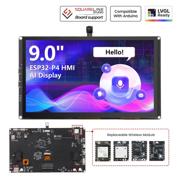 CrowPanel Advanced 9inch ESP32-P4 HMI AI Display 1024x600 IPS Touch Screen with WiFi 6