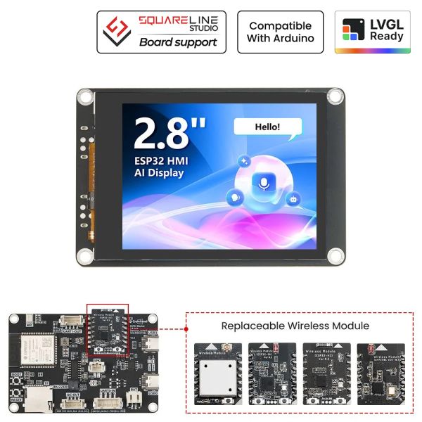 CrowPanel Advance 2.8inch HMI|ESP32-S3 AI-Powered IPS Touch Screen (320x240) Support LVGL — ESP32-S3 Base