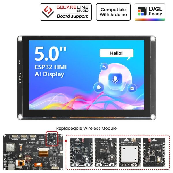 CrowPanel Advance 5.0-HMI ESP32 Intelligent Display 800x480 IPS AI Touch Screen
