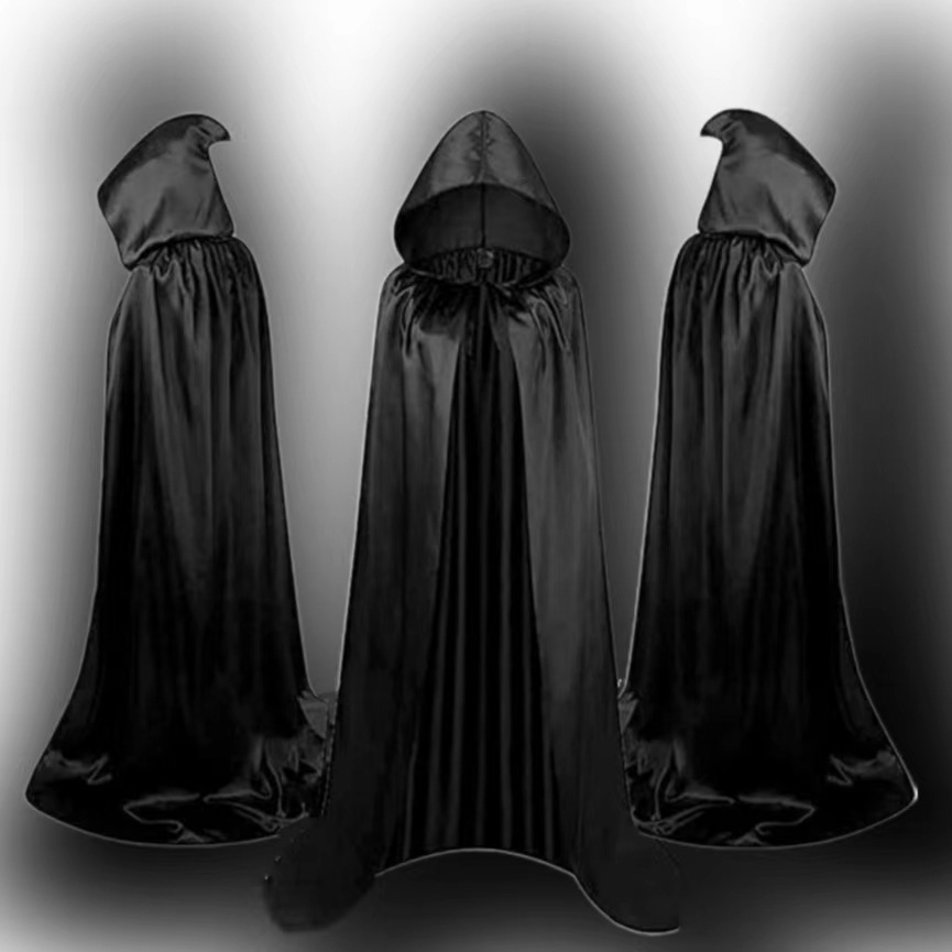 Hooded Satin Cape - Wizard & Vampire Cloak