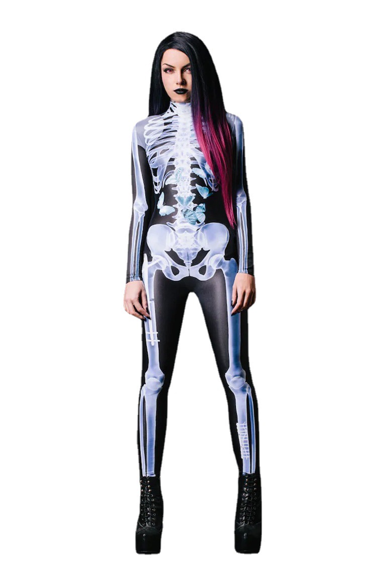 Skeleton Print See-Through Jumpsuit — photo 5