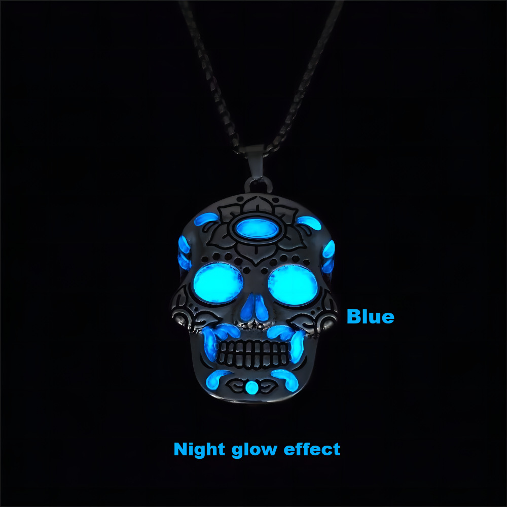 Luminous Skull Pendant Necklace – Day of the Dead