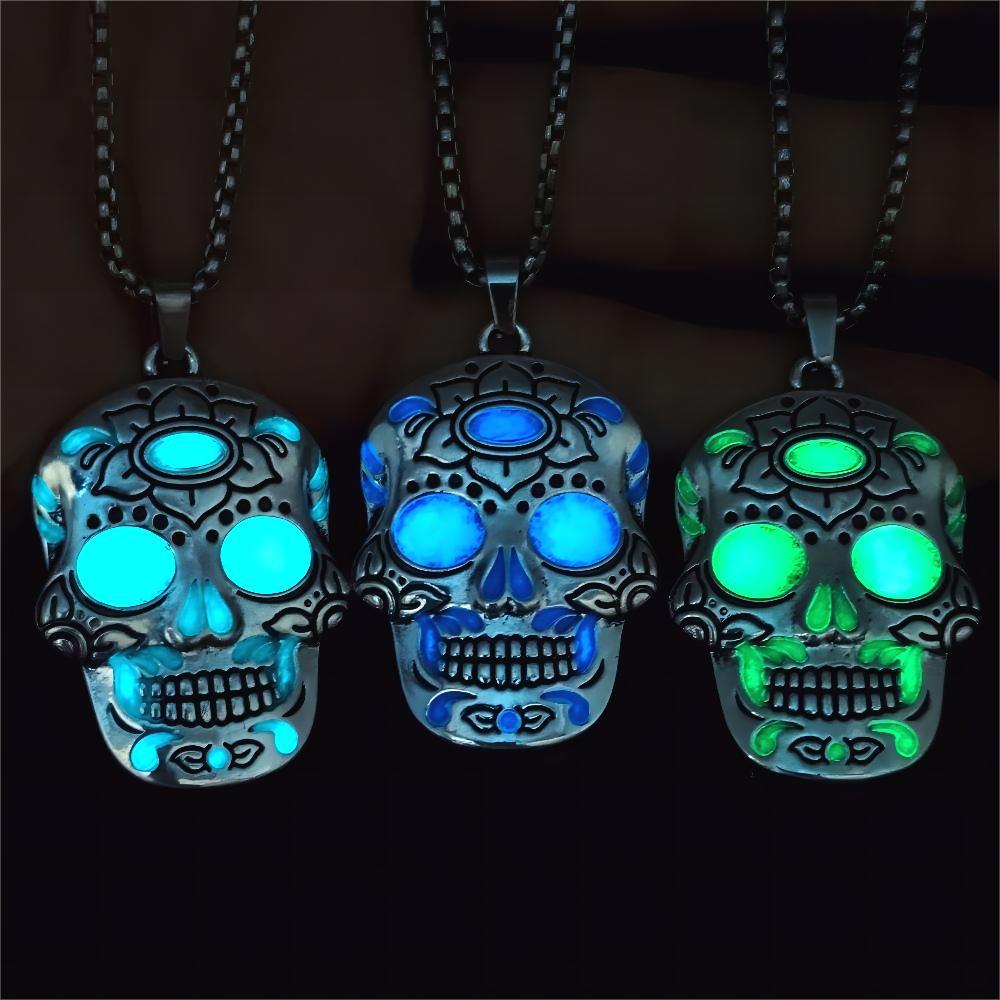 Luminous Skull Pendant Necklace – Day of the Dead — photo 2