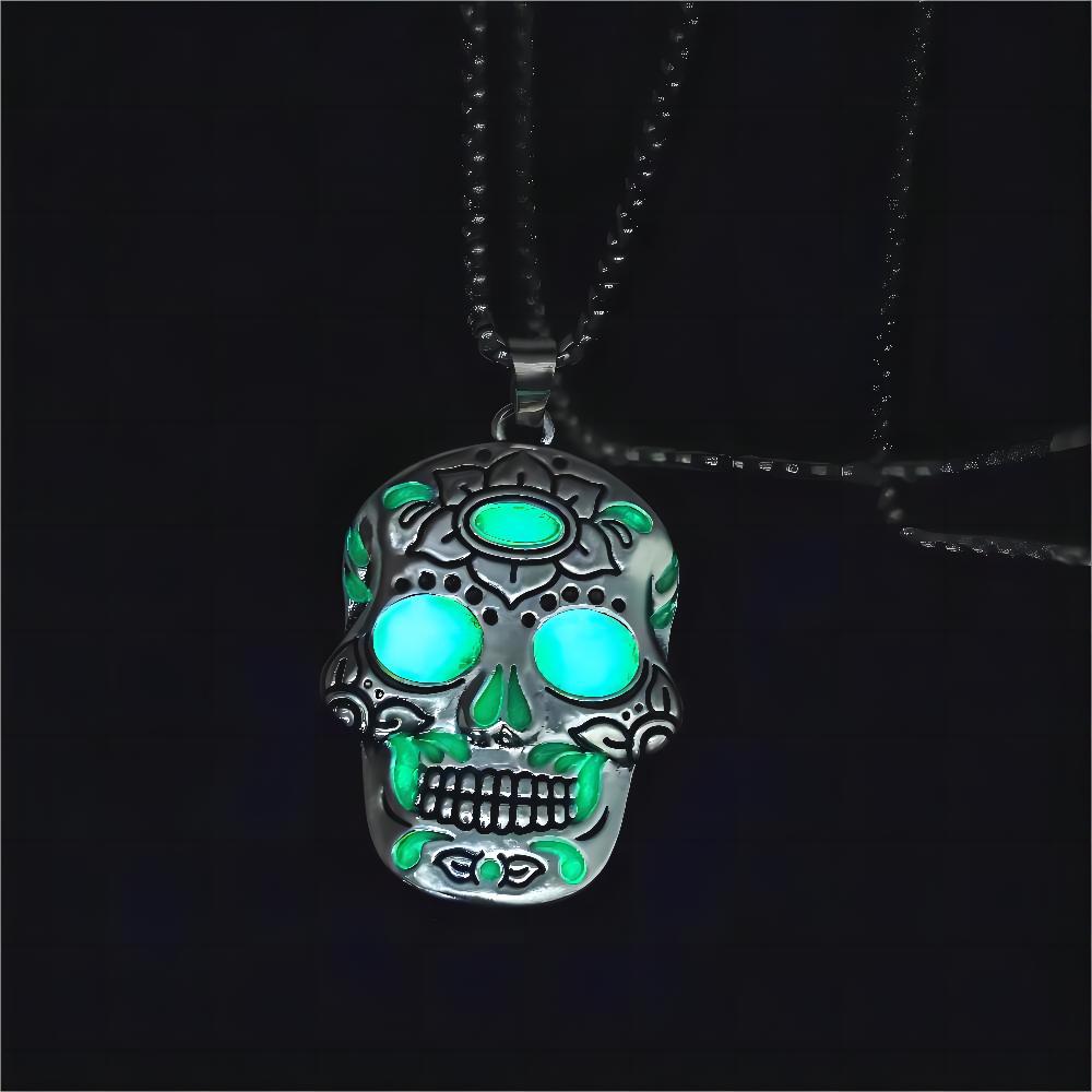 Luminous Skull Pendant Necklace – Day of the Dead — photo 4