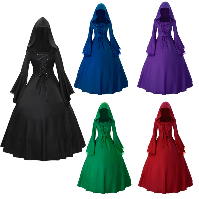 Gothic Medieval Trumpet-Sleeve Stage Dress — photo 4