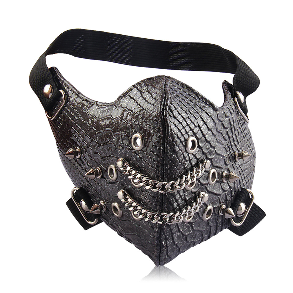 Striped Leather Half-Mask
