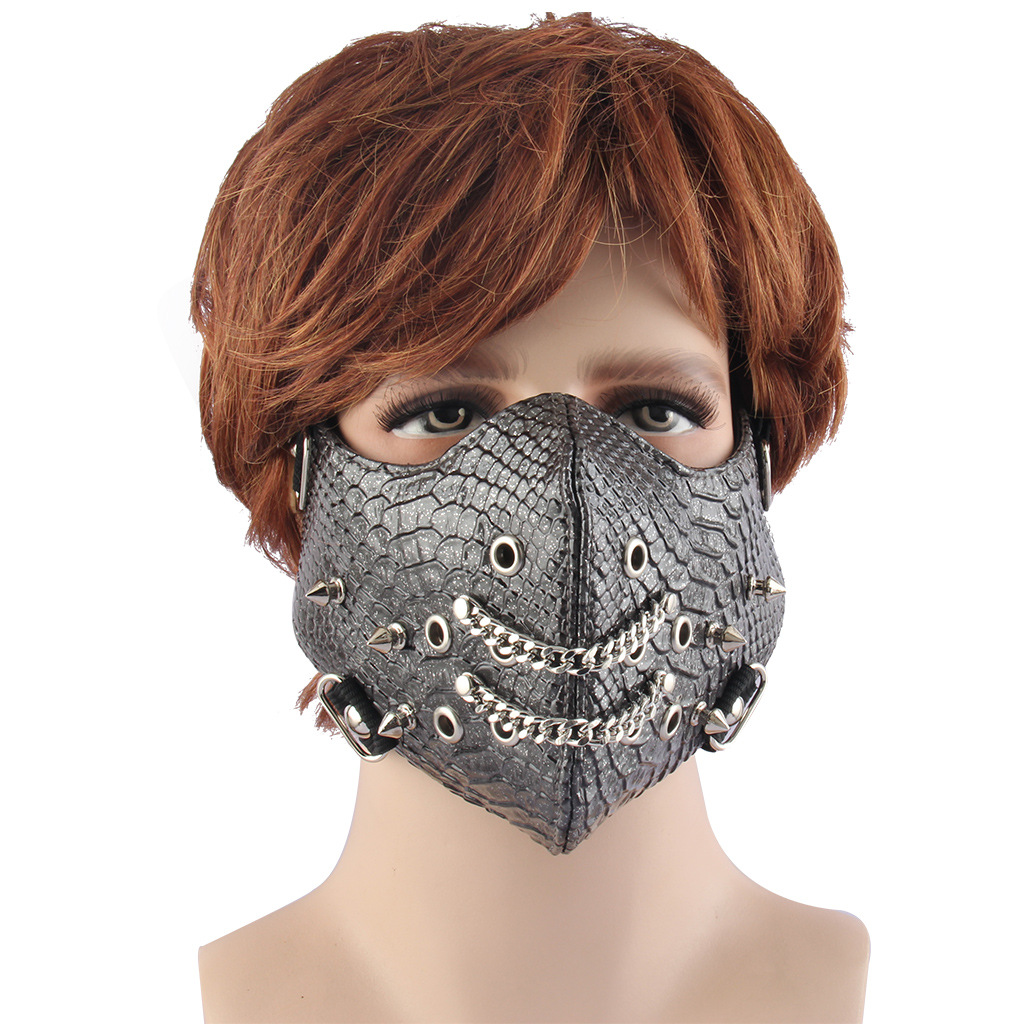 Striped Leather Half-Mask — photo 2