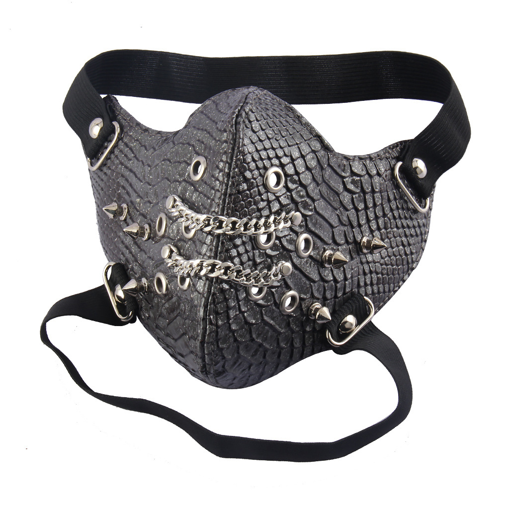 Striped Leather Half-Mask — photo 5