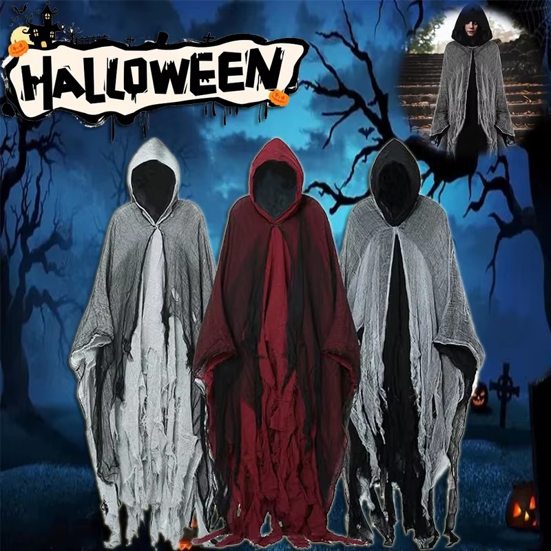 Tattered Hooded Cloak — Halloween Cosplay Cape — photo 2