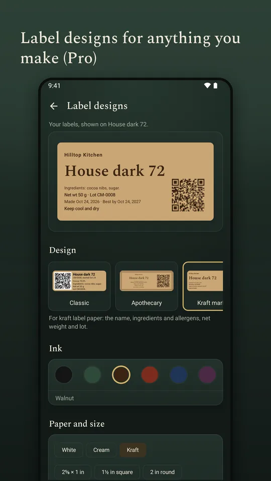 Labels for the jar