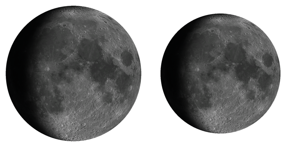 The same Moon at perigee and apogee, the perigee disc visibly larger